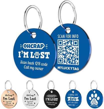 QR Code Stainless Steel Pet ID Tag – Digital Profile & Location Alerts