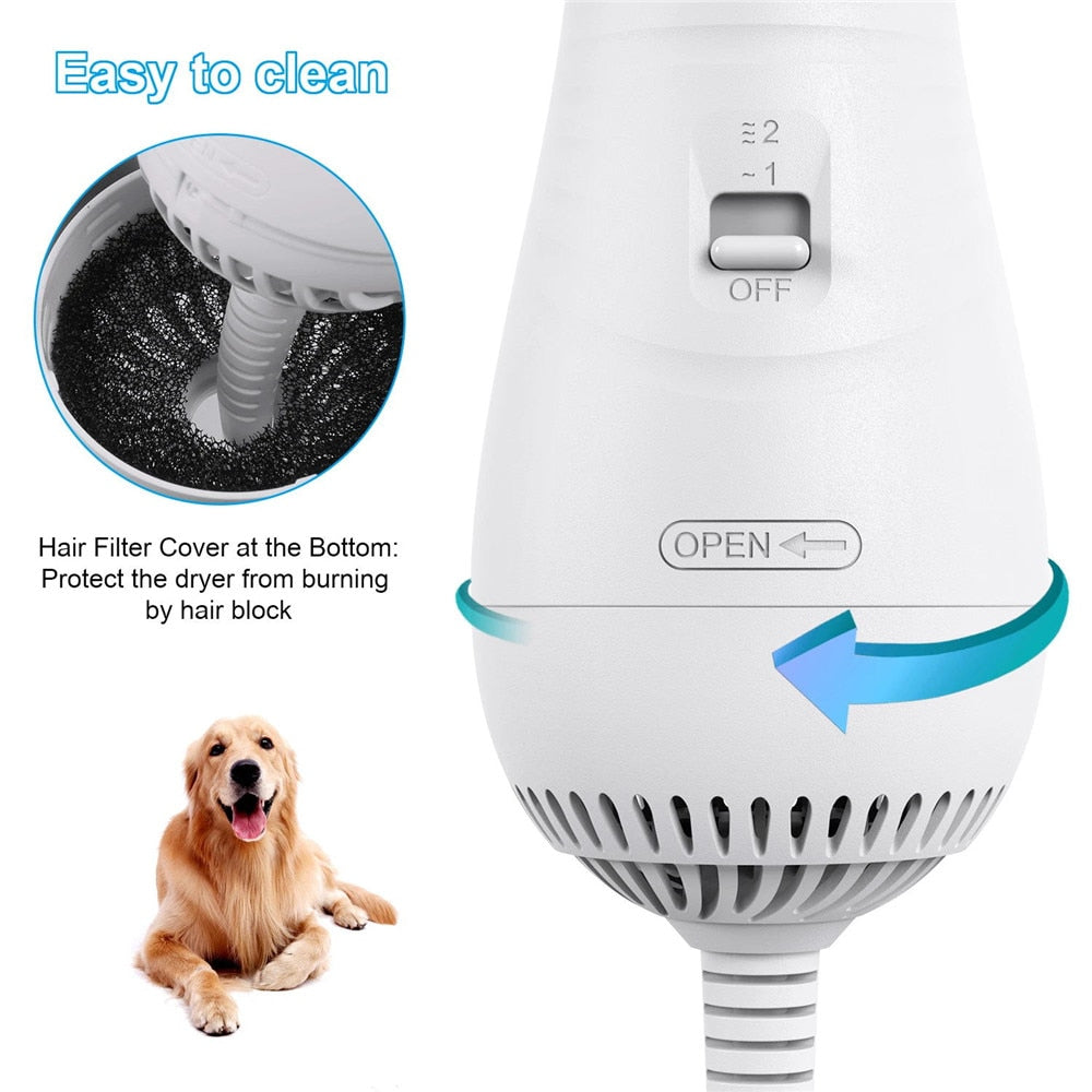 Portable 2-in-1 Dog Hair Dryer & Brush – Professional Pet Grooming