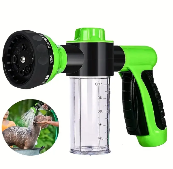 8-Pattern High-Pressure Pet Shower Sprayer – Outdoor Hose Grooming Brush