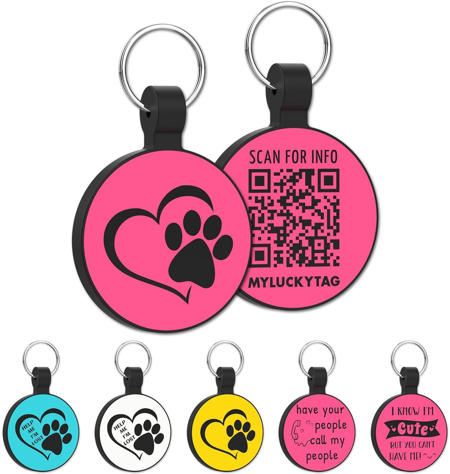 QR Code Silicone Pet ID Tag – Jingle-Free Digital Dog & Cat Tag