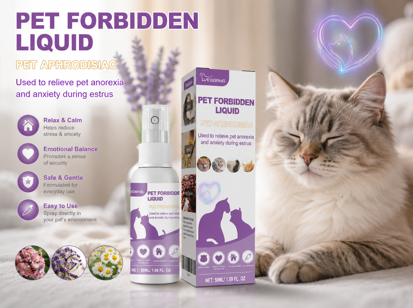 Calming Spray for Cats – Anxiety & Stress Relief Formula