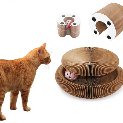 Foldable Magic Organ Cat Scratch Board – Interactive Corrugated Cardboard Toy