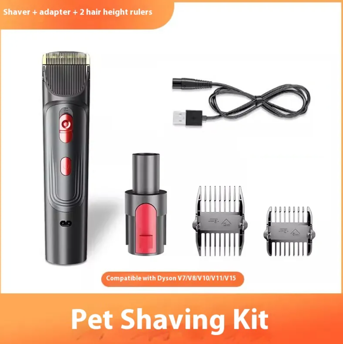Pet Shaver Attachment Set with Hair Suction Head – Full Grooming Comb Kit