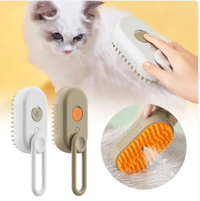 Cat & Pet Steam Brush – Ionic Coat Smoothing & Deodorising Grooming Tool