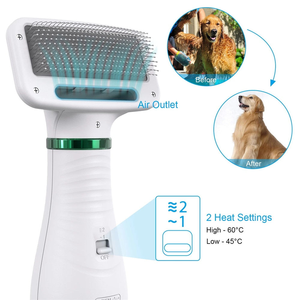 Portable 2-in-1 Dog Hair Dryer & Brush – Professional Pet Grooming
