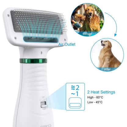 Portable 2-in-1 Dog Hair Dryer & Brush – Professional Pet Grooming