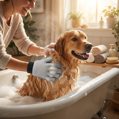 Pet Bathing Gloves lifestyle