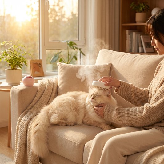 Cat Pet Steam Brush lifestyle